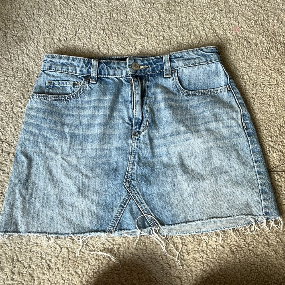 High rise jean skirt
